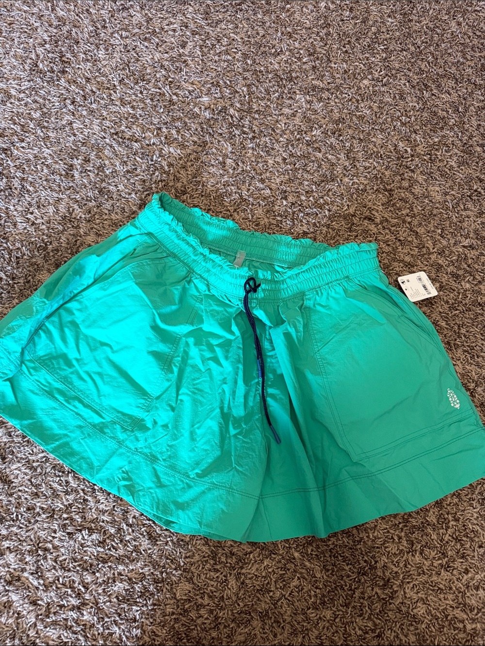 Free People Women's Teal Active Shorts with Drawstring
